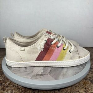 Billabong Womens‎ Marina Honey Gold Multi Striped Canvas Fashion Sneaker Sz8.5